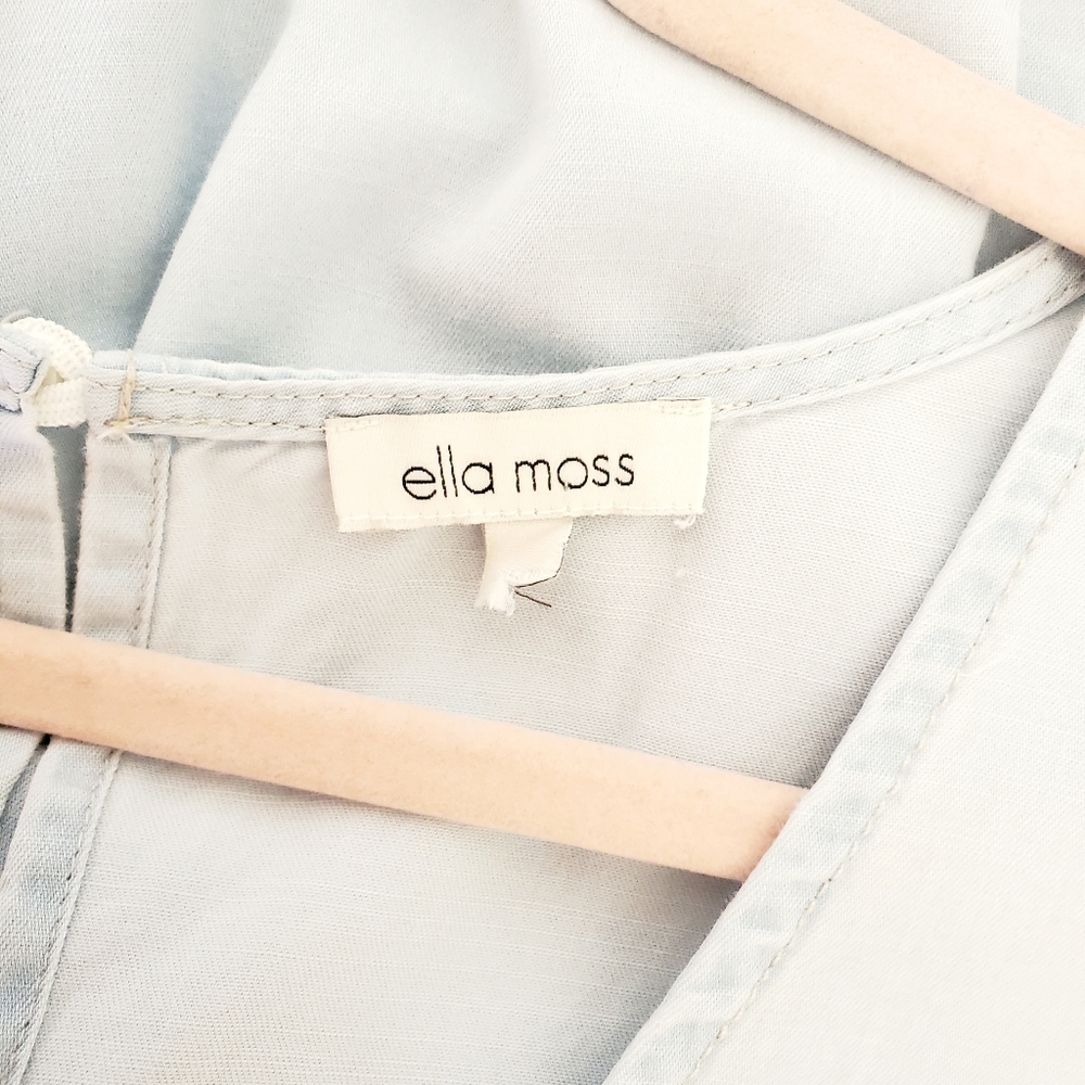 Ella Moss Boho Chambray Sleeveless Ruffle Hem Mini Dress Light Blue Medium - Picture 5 of 6
